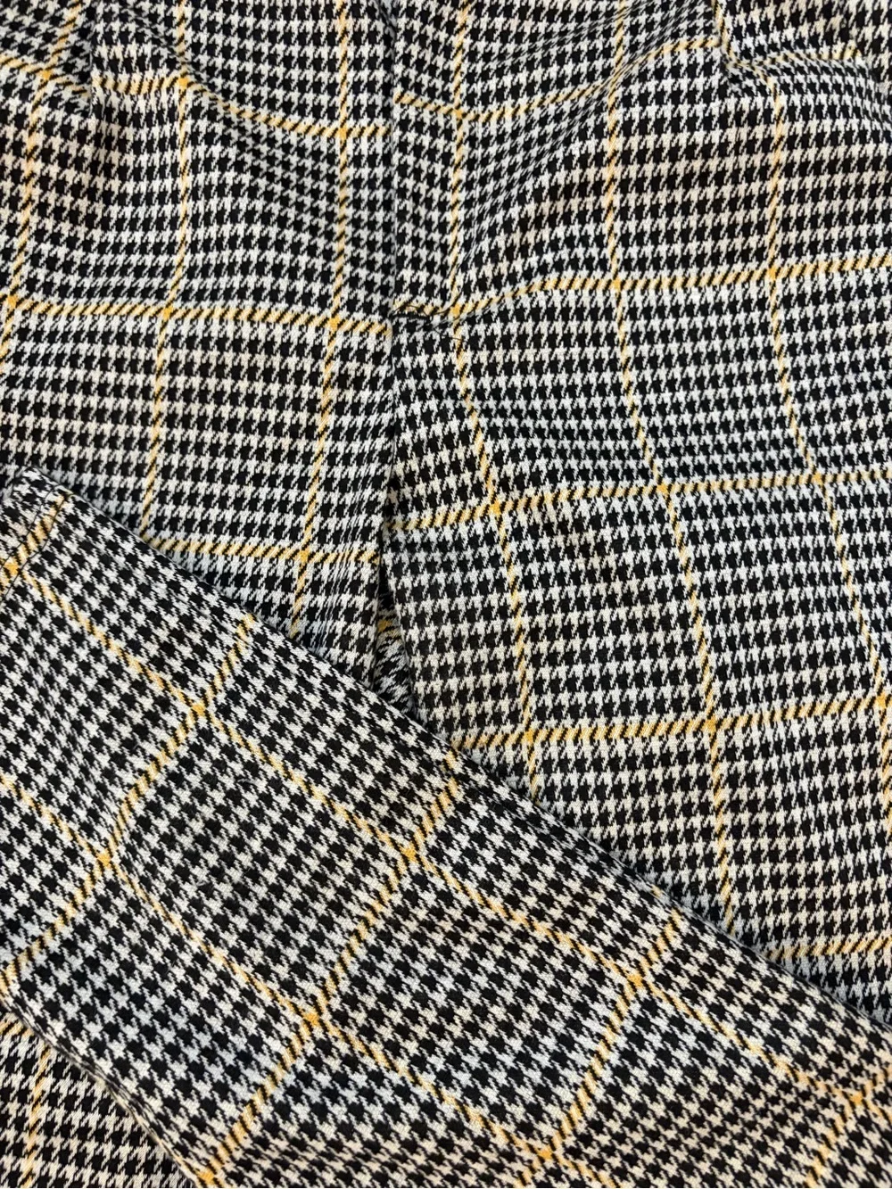 Houndstooth Plaid womens Trousers - Black, White & Yellow